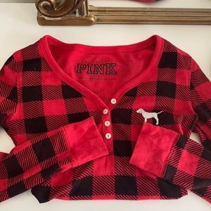 Buffalo Plaid Thermal Long Sleeve Sleep-Shirt (XS)